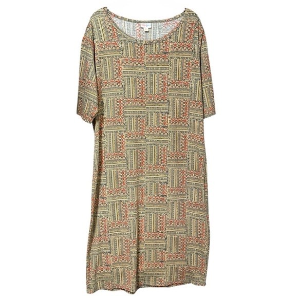 LuLaRoe Dresses & Skirts - LuLaRoe Julia Boho Tribal Print Bodycon T-Shirt Dress Size 3XL NWT
